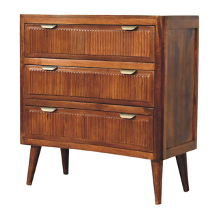 Mango Wood Capri 3-Drawer Chest, Chestnut Finish