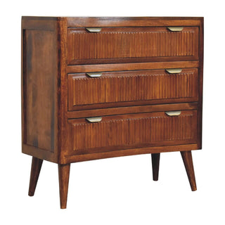 Mango Wood Capri 3-Drawer Chest, Chestnut Finish