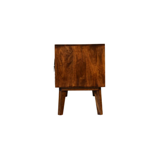 4-Drawer TV Stand – Mango Wood with Chestnut Finish & Brass Accents