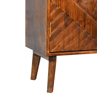 Mango Wood Cabinet with Brass-Plated Accents in Chestnut Finish