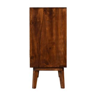 Mango Wood Cabinet with Brass-Plated Accents in Chestnut Finish