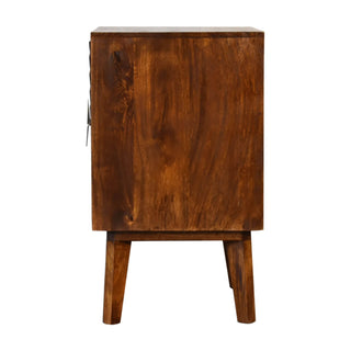 Mango Wood Alma Bedside Table with 2 Drawers and Brass Plated Accents