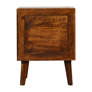 Mango Wood Alma Bedside Table with 2 Drawers and Brass Plated Accents