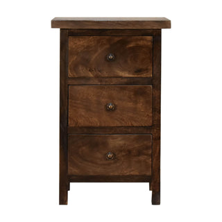 Classic Grey Mango Wood Bedside Table - 3 Drawers