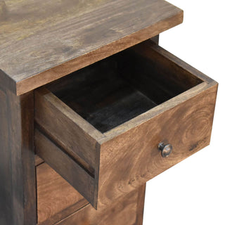 Classic Grey Mango Wood Bedside Table - 3 Drawers