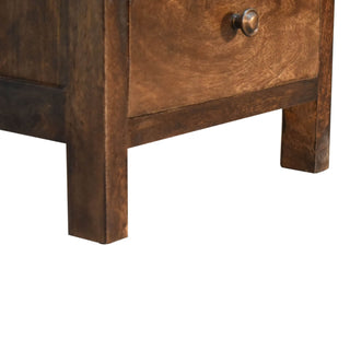 Classic Grey Mango Wood Bedside Table - 3 Drawers