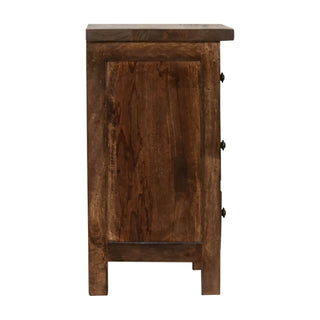 Classic Grey Mango Wood Bedside Table - 3 Drawers