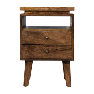 Classic Platform Bedside Table in Mango Wood with Grey Wash Finish