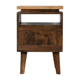 Classic Platform Bedside Table in Mango Wood with Grey Wash Finish