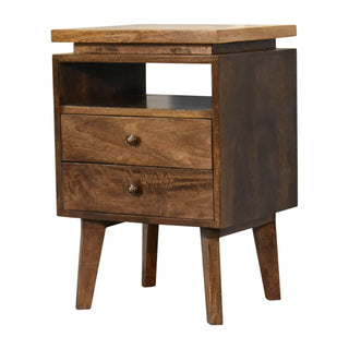 Classic Platform Bedside Table in Mango Wood with Grey Wash Finish