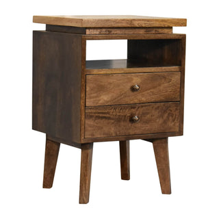 Classic Platform Bedside Table in Mango Wood with Grey Wash Finish