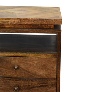 Classic Platform Bedside Table in Mango Wood with Grey Wash Finish