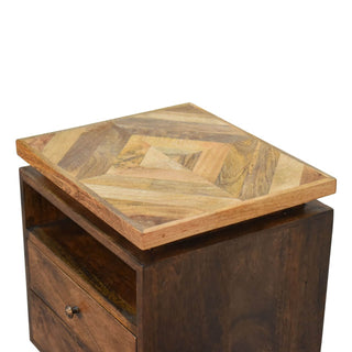 Classic Platform Bedside Table in Mango Wood with Grey Wash Finish