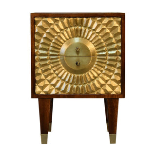 Mango Wood Eden Bedside Table with Brass Plated Drawers