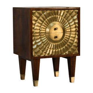 Mango Wood Eden Bedside Table with Brass Plated Drawers
