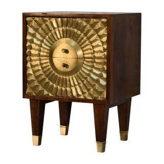 Mango Wood Eden Bedside Table with Brass Plated Drawers