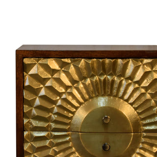 Mango Wood Eden Bedside Table with Brass Plated Drawers
