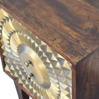 Mango Wood Eden Bedside Table with Brass Plated Drawers