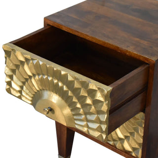 Mango Wood Eden Bedside Table with Brass Plated Drawers