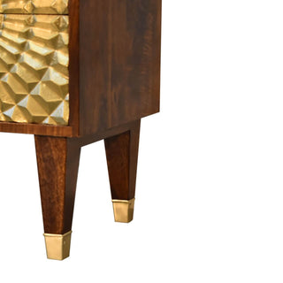 Mango Wood Eden Bedside Table with Brass Plated Drawers