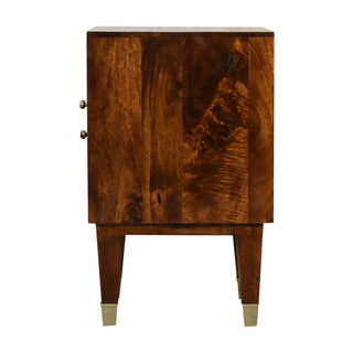 Mango Wood Eden Bedside Table with Brass Plated Drawers