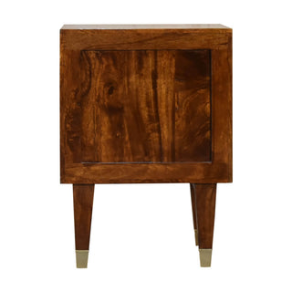 Mango Wood Eden Bedside Table with Brass Plated Drawers