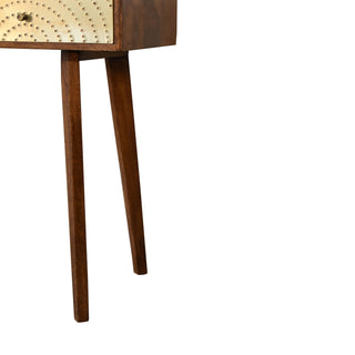 Mango Wood Console Table with 2 Drawers and Brass Plated Accents, Chestnut Finish