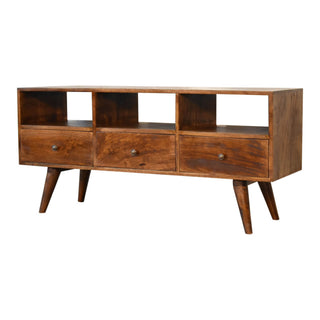 Nordic 3 Drawer TV Stand, Chestnut