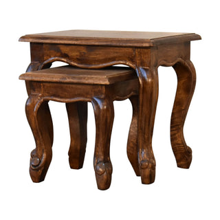 Mango Wood French Inspired Nest of Tables, Chestnut Finish
