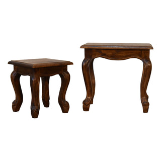 Mango Wood French Inspired Nest of Tables, Chestnut Finish