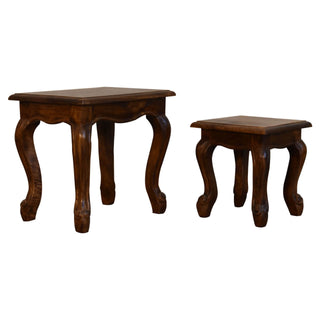 Mango Wood French Inspired Nest of Tables, Chestnut Finish