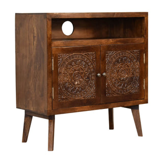 Tova Mango Wood Cabinet, Oak Finish