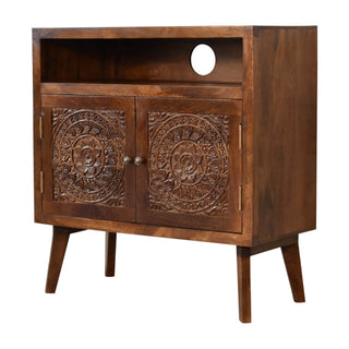 Tova Mango Wood Cabinet, Oak Finish
