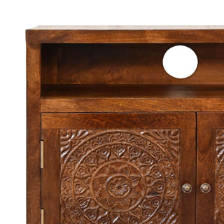 Tova Mango Wood Cabinet, Oak Finish