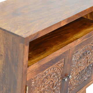 Tova Mango Wood Cabinet, Oak Finish