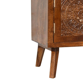 Tova Mango Wood Cabinet, Oak Finish