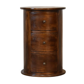 3 Drawer Drum Chest, Chestnut Finish
