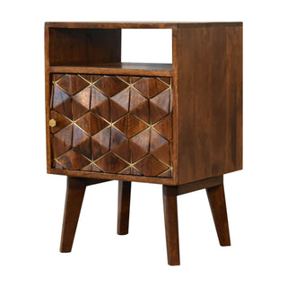 Mango Wood Samara Bedside Table, Chestnut Finish