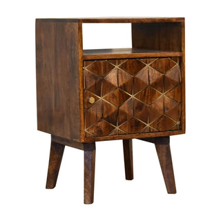 Mango Wood Samara Bedside Table, Chestnut Finish