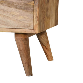 Mango Wood Classic Bedside Table with 2 Drawers, Oak Finish