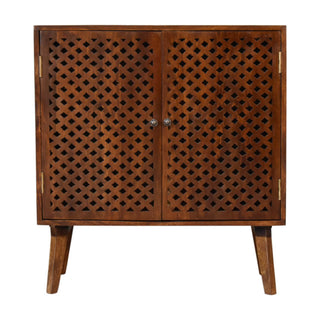 Mango Wood 2-Door Cabinet in Chestnut Finish