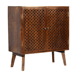 Mango Wood 2-Door Cabinet in Chestnut Finish