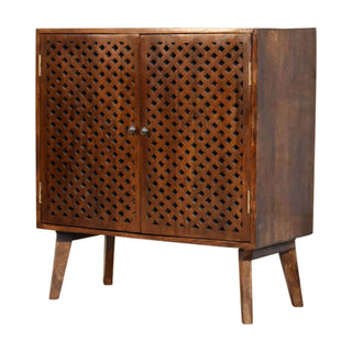 Mango Wood 2-Door Cabinet in Chestnut Finish