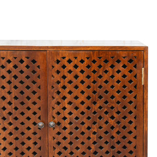 Mango Wood 2-Door Cabinet in Chestnut Finish