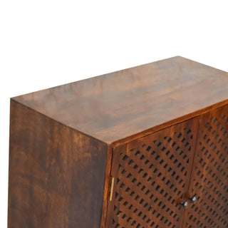 Mango Wood 2-Door Cabinet in Chestnut Finish