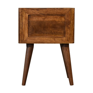 Mango Wood Arch Carved Bedside Table, Chestnut Finish
