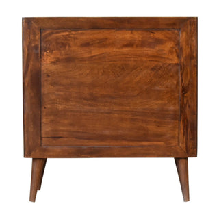 Arch-Carved Mango Wood Cabinet in Chestnut Finish