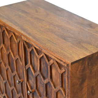 Mango Wood Amouri Cabinet, Chestnut Finish