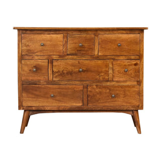 Mango Wood Nordic 8-Drawer Chest, Chestnut Finish