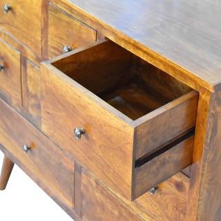 Mango Wood Nordic 8-Drawer Chest, Chestnut Finish